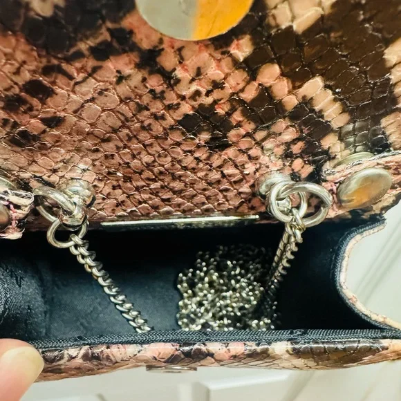 Snakeskin Pattern Tan and Black Women's Bag By Judith Jack - Picture 5 of 10